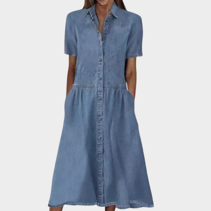 Robe en Jean Boutonnée Longueur Mollet