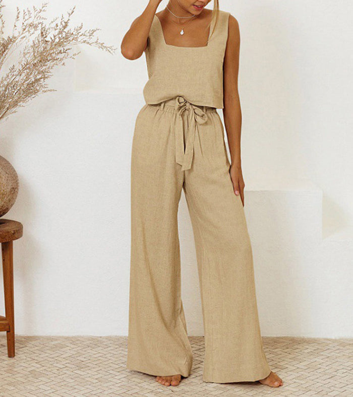 Ensemble Top Minimaliste et Pantalon Évasé