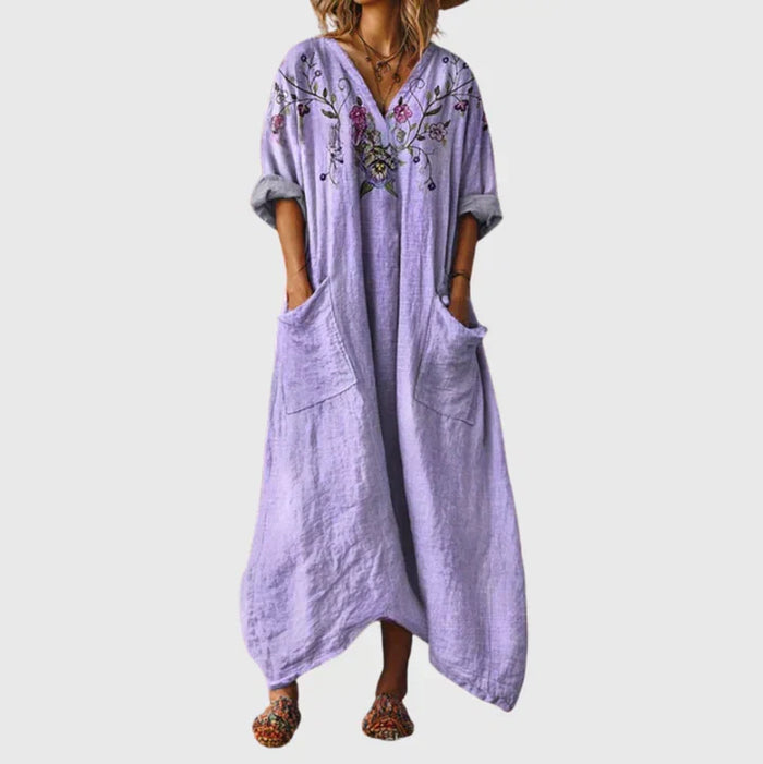 Ludwika | Robe longue extensible à imprimé coloré