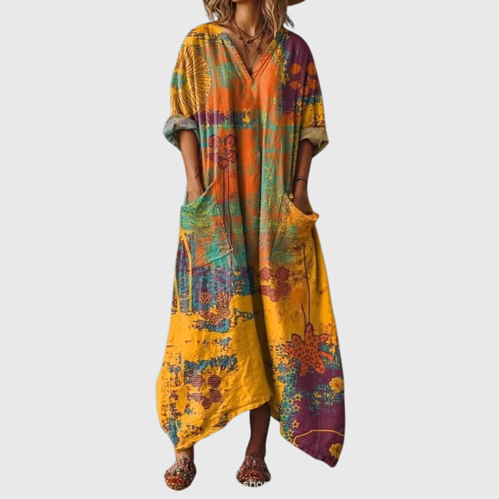 Robe longue à imprimé coloré