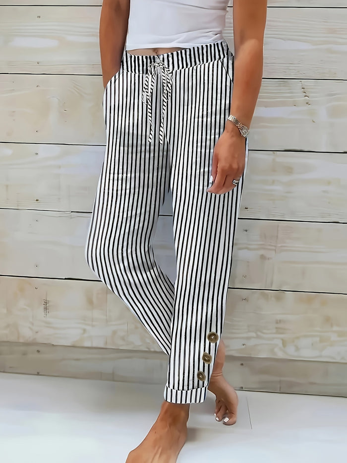 Pantalon Rayé Décontracté