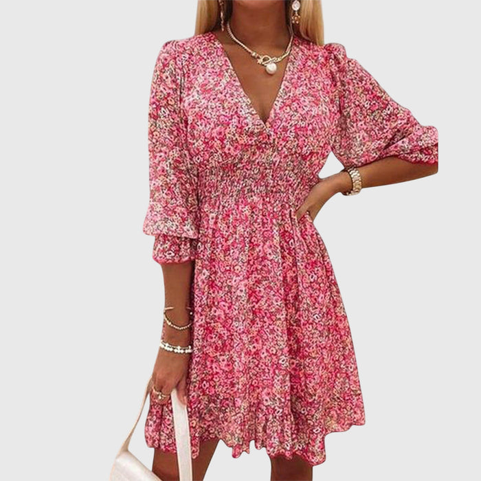 Robe à Manches Bouffantes Florales