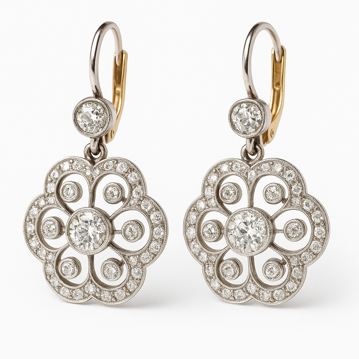 Boucles d’oreilles vintage avec mandala en cristal
