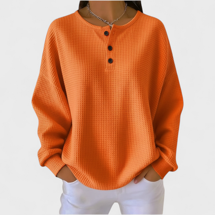 Pull Gaufré Uni à Boutons