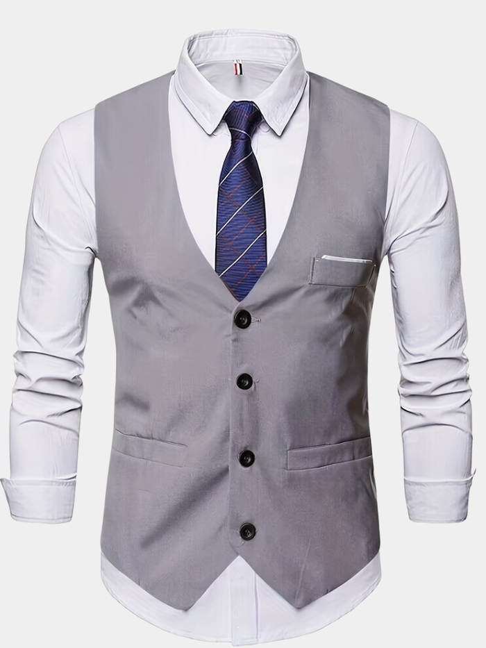 COLLARLESS POLYESTER VEST FOR MEN