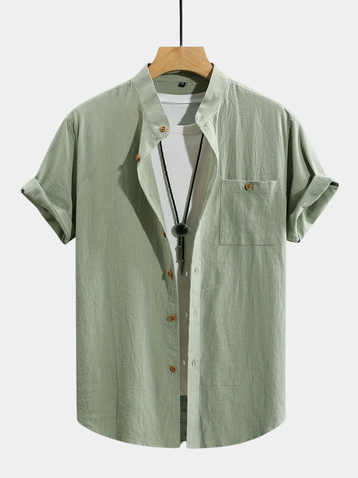 CREW NECK BUTTON SHIRT FOR MEN