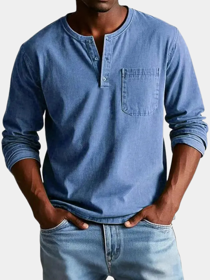 VINTAGE HENLEY SHIRT FOR MEN