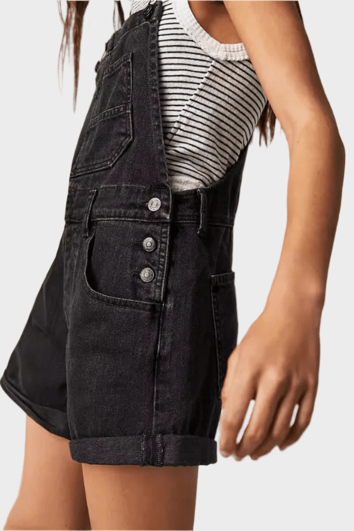 Short Salopette en Jean Noir