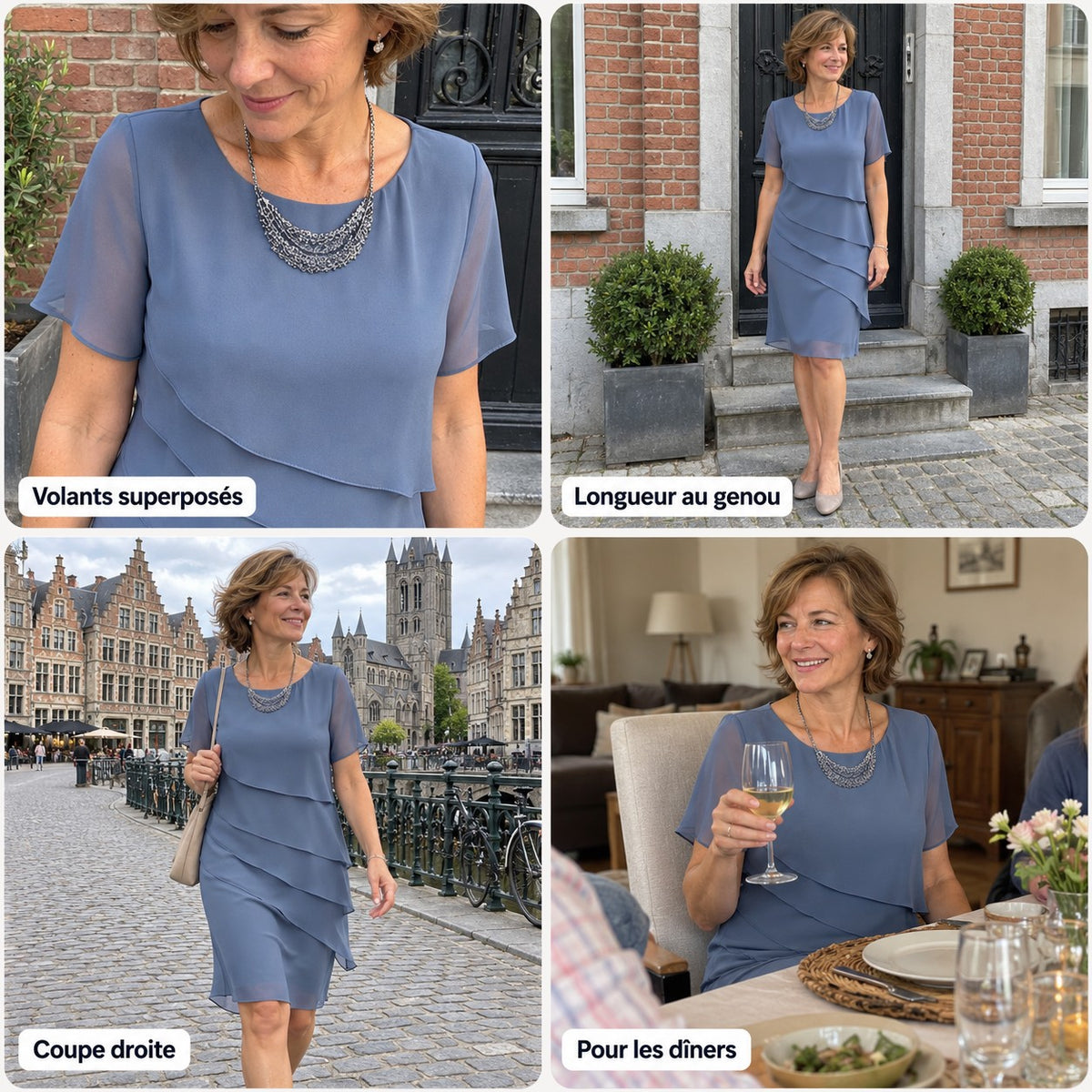 Annabelle | Robe à volants superposés et manches courtes