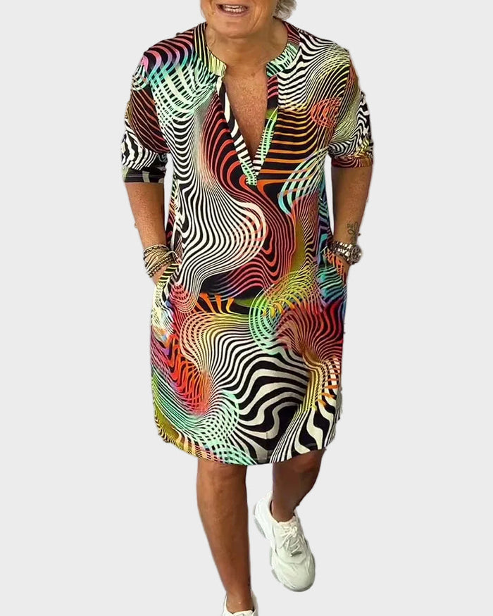 Mari | Robe colorée à col en V
