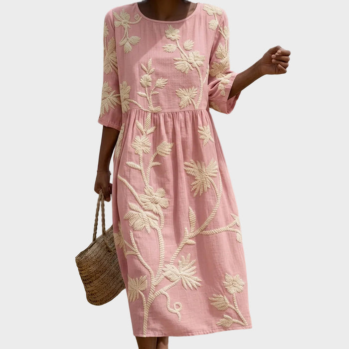 Paula | Robe midi à imprimé végétal et fleuri