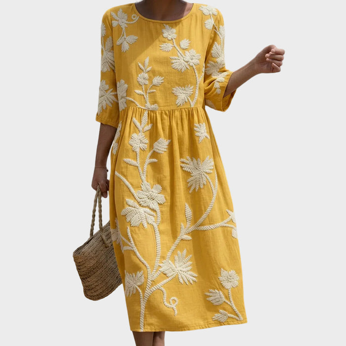 Iara | Robe midi à imprimé végétal et fleuri