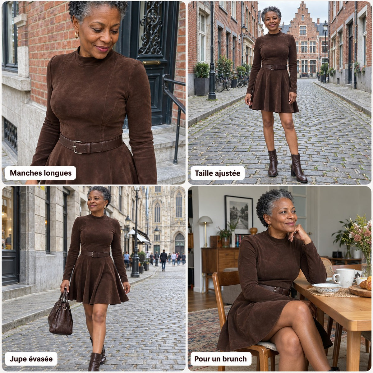 Gisèle | Robe courte vintage à col roulé