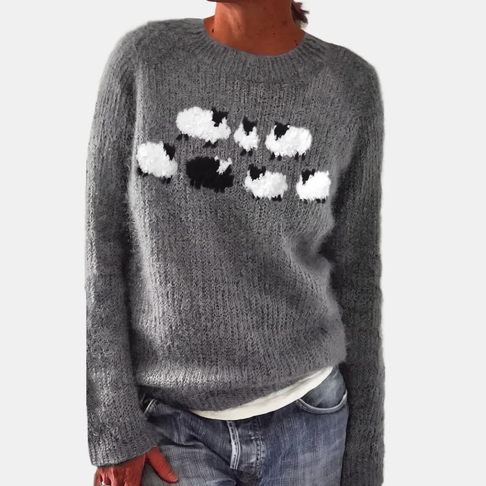 Pull Nordique Moutons Gris