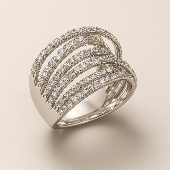 Bague en Argent Zirconia Vintage Superposée