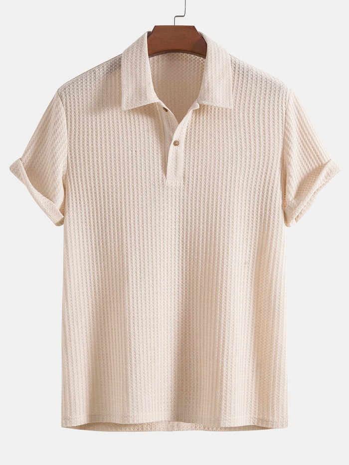 Short Sleeve Waffle Knit Polo