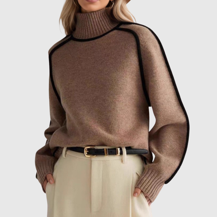 Pull Col Roulé Liseré Noir