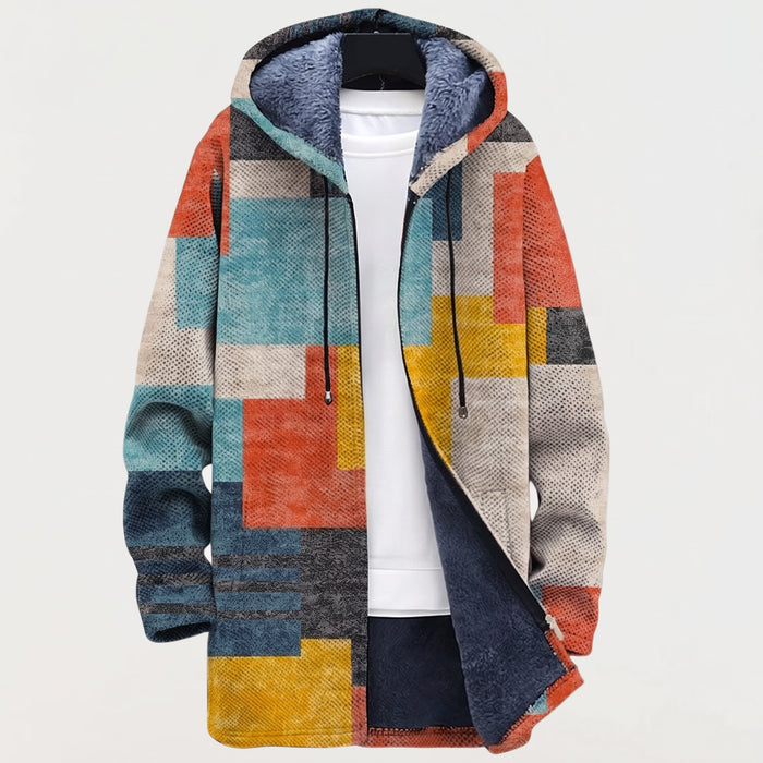 Veste à Capuche Blocs Géométriques Colorés