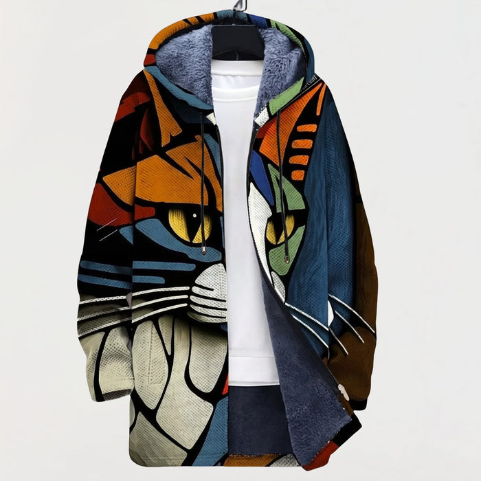 Veste à Capuche Chat Abstrait