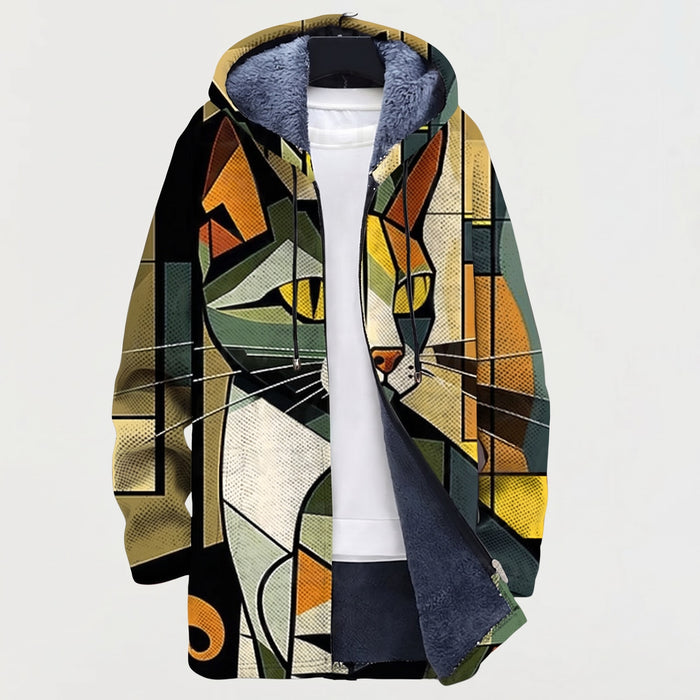 Veste à Capuche Chats Géométriques