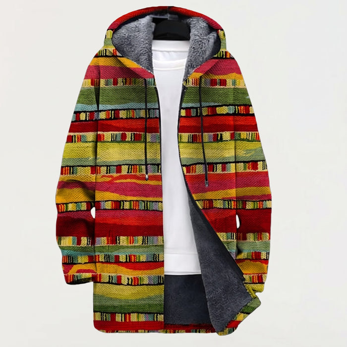 Veste à Capuche Rayures Ethniques Multicolores