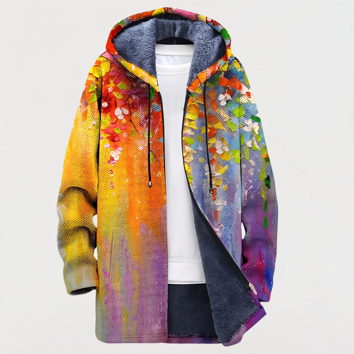 Manteau à Capuche Arbres Fleuris Abstraits