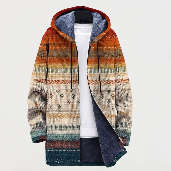 Manteau à Capuche Rayures d'Automne