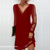 Adeline | Robe de soirée à col V et manches scintillantes
