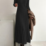 Sarah — Robe Maxi en Tricot Câblé Confortable