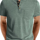 COTTON BLEND HENLEY TOP FOR MEN