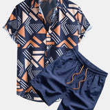 Ensemble Sidonie — chemise à imprimé géométrique & short de bain