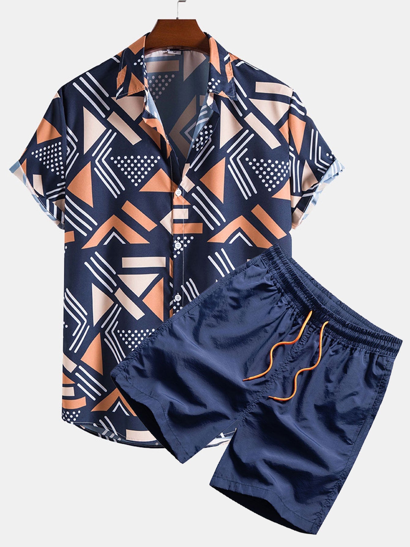 Ensemble Sidonie — chemise à imprimé géométrique & short de bain