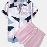 Ensemble — chemise à imprimé géométrique et poche & short de bain court