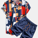 Ensemble Capucine — chemise à imprimé géométrique & short de bain