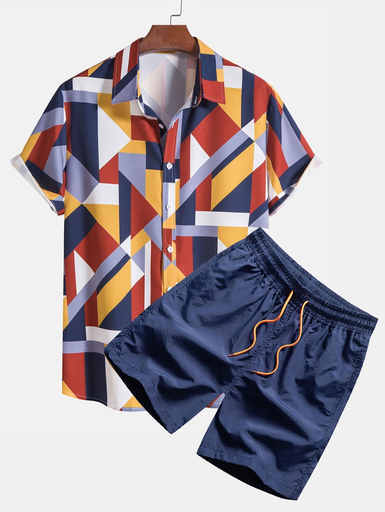 Ensemble Améline — chemise à imprimé géométrique & short de bain
