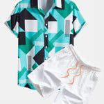 Ensemble Capucine — chemise à imprimé rayé color block & short de bain