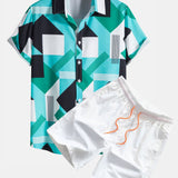 Ensemble Capucine — chemise à imprimé rayé color block & short de bain