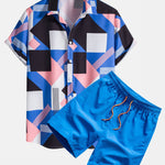 Ensemble Capucine — chemise à imprimé rayé color block & short de bain
