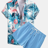 Ensemble — chemise à imprimé flamants roses tropical & short de bain court