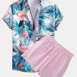 Ensemble — chemise à imprimé flamants roses tropical & short de bain court