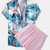 Ensemble — chemise à imprimé flamants roses tropical & short de bain court