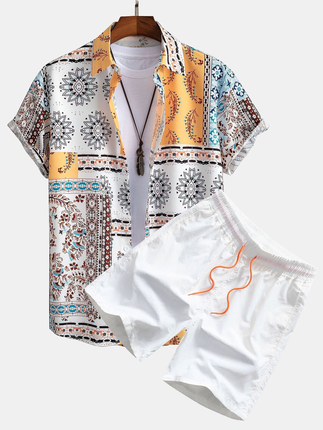 Ensemble — chemise à imprimé foulard & short de bain