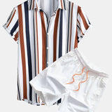 Ensemble Capucine — chemise à rayures colorées & short de bain