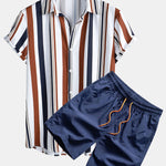 Ensemble Capucine — chemise à rayures colorées & short de bain
