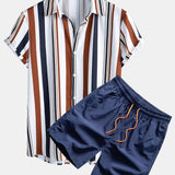 Ensemble Capucine — chemise à rayures colorées & short de bain