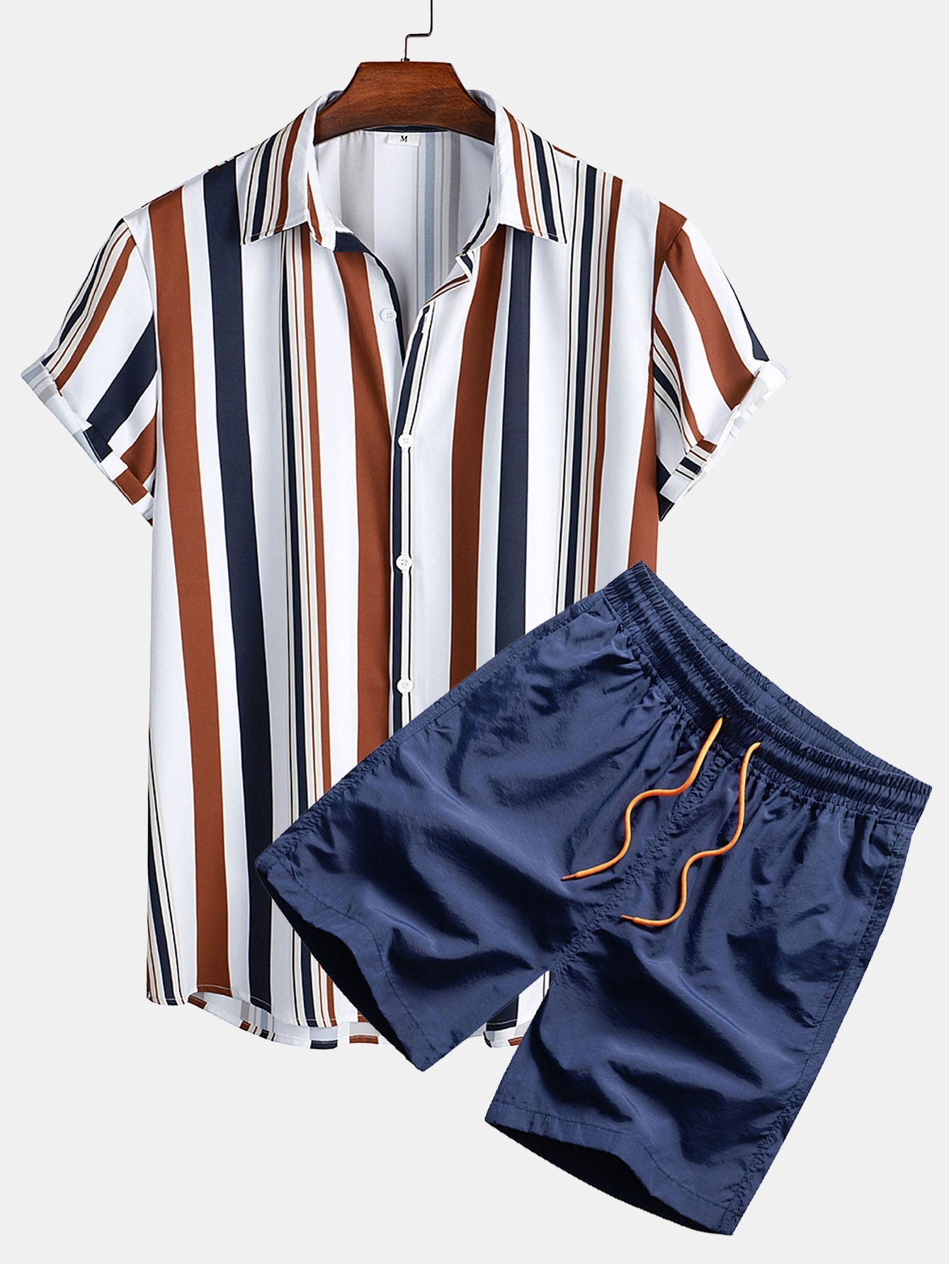 Ensemble Capucine — chemise à rayures colorées & short de bain