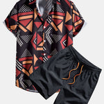 Ensemble Sidonie — chemise à imprimé géométrique & short de bain