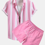 Ensemble Bérénice — chemise à imprimé rayé & short de bain