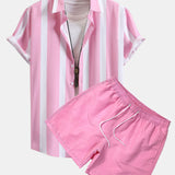 Ensemble Bérénice — chemise à imprimé rayé & short de bain