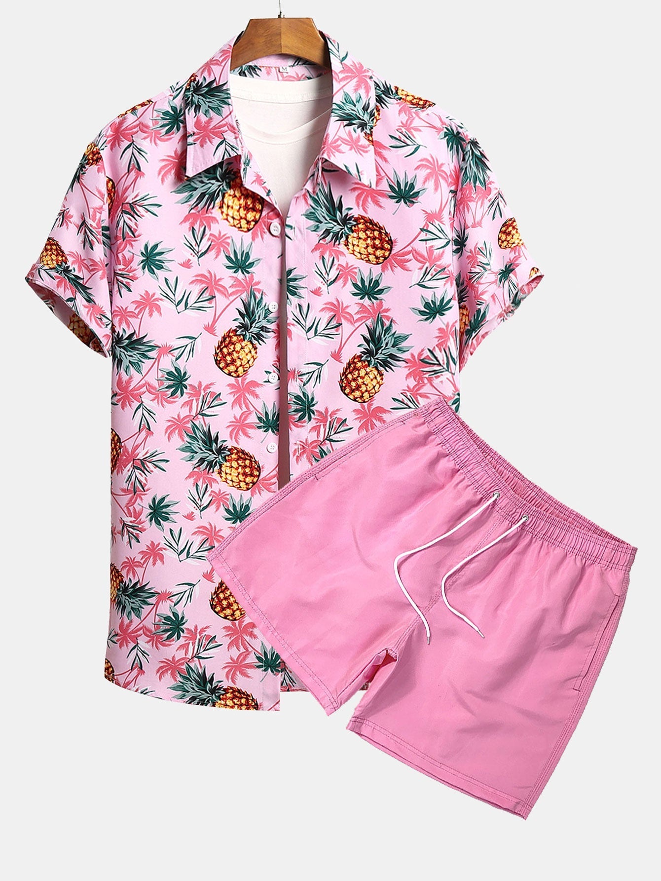 Ensemble — chemise à imprimé ananas et palmiers & short de bain